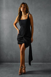 Square Neck Drape Bow Mini Dress