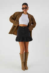 Puff Ball Denim Mini Skirt