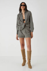 Linen Look High Waist Shorts