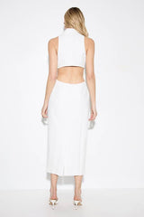 Premium Open Back Waistcoat Midi Dress