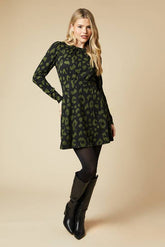 Puff Sleeve Fit And Flare Mini Dress