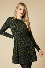 Puff Sleeve Fit And Flare Mini Dress