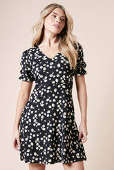 Daisy V Neck Short Sleeve Mini Jersey Dress