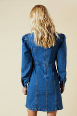 Seam Front Mini Denim Dress