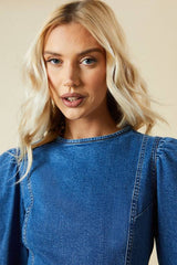 Seam Front Mini Denim Dress