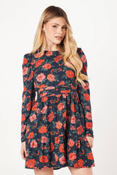 Floral Ruffle Hem Mini Dress