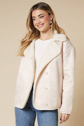 Button Through Borg Aviator Jacket