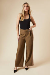 Belt Detail Side Stripe Wide Leg Trouser