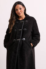 Toggle PU Detail Borg Coat