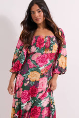 Petite Ruched Bust Drop Waist Midi Dress