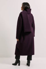 Belted Round Neck Scarf Coat