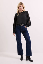 Lace Insert Long Sleeve Blouse