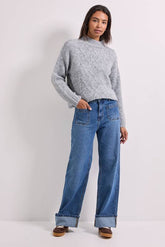 Charcoal Cable Button Detail Jumper