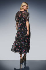 DP Luxe Printed Organza Tiered Midaxi Dress
