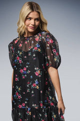 DP Luxe Printed Organza Tiered Midaxi Dress