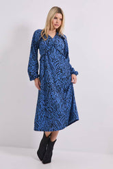 Blue Zebra Empire Seam Frill Detail Jersey Midi Dress