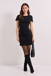 Bengaline Cap Sleeve Mini Dress