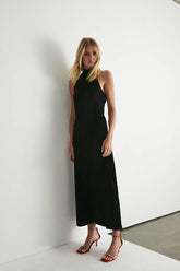 Satin Halter Neck Backless Slip Dress