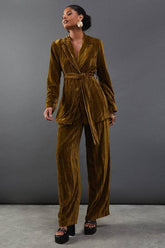 Crushed Velvet High Waisted Tailored Trouser