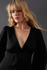 Satin Plunge Neck Midi Dress