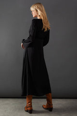 Satin Plunge Neck Midi Dress