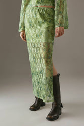 Printed Lace Maxi Skirt