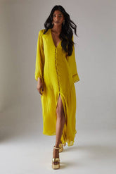 Chiffon Bohemian Button Through Maxi Dress