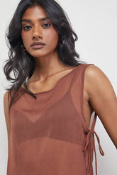 Chiffon Tie Side Asymmetric Top