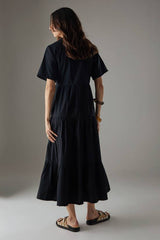 Poplin Whipstitch Trim Midi Smock Dress