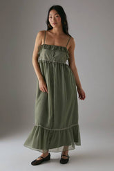 Petite Lace Ruffle Strappy Midi Sundress