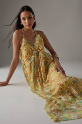 Chiffon Ruffle Strappy Floaty Maxi Dress