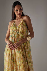 Chiffon Ruffle Strappy Floaty Maxi Dress