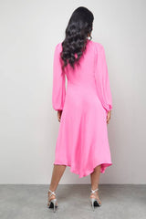 Tony Chiffon Plunge Neck Asymmetric Hem Midi Dress