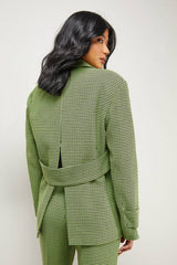 Lime Dogtooth Vented Back Blazer Co - ord