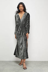 Burnout Velvet Batwing Midi Dress