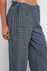 Green Check Mid Rise Tie Side Pocket Trouser