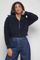 Zip Up Chunky Knitted Bomber