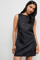 Embellished Structured Sleeveless Sequin Mini Dress