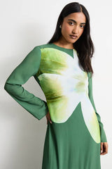 Chiffon Placement Print Midaxi Dress