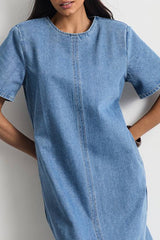 Denim Side Split Midi Dress