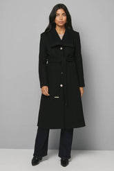 Knitted Collar Button Through Wrap Coat