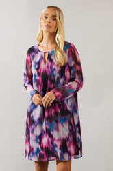 Petite Abstract Keyhole Detail Shift Dress