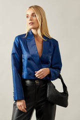 Petite Crop Double Breasted Blazer