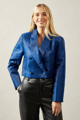 Petite Crop Double Breasted Blazer