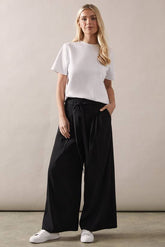 Petite Self Belted Wide Leg Trouser