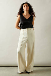 High Waist Pintuck Straight Trouser