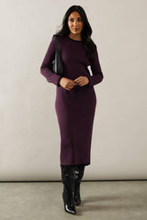Petite Plain Tipped Knitted Midi Dress