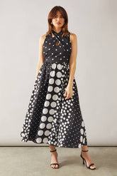 Spot Cross Front Midaxi Dress