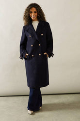 Buckle Detail Double Breasted Coat