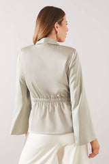 Fluid Satin Wrap Tie Jacket